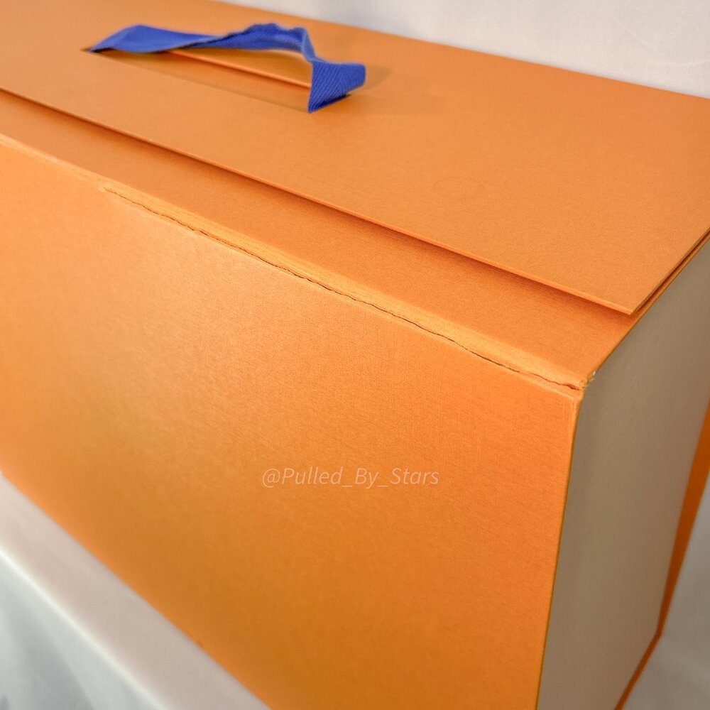 LOUIS VUITTON Large Orange Foldover Magnetic Gift Box w/ Handle (17" x 23" x 9") - Picture 7 of 16